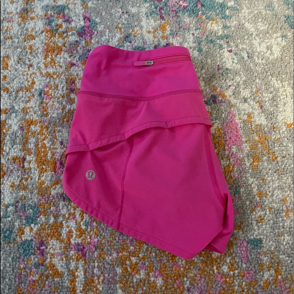 lululemon sonic pink speed up shorts